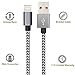 Aonsen iPhone Cable,3Pack 6FT Nylon Braided Charging Cord 8 Pin to USB Lightning Cable Charger for iPhone 7/SE/5/5s/6/6s/6 Plus,iPad Air/Mini,iPod,Compatible with iOS10(DarkGray-White)