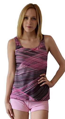 Private IslandWomen UPF50+ Tankini Bathing Swimsuits Sleeveless Tank Bra Top Swim Rash Guard (TTY)