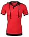Coofandy Men's Casual Short Sleeve T-shirt Patchwork Hooded Polo Shirts