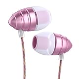 In Ear Earbuds, UiiSii E7 Earphones with Microphone and Inline Controls, Wired Headphones with Soft Design, Compatible with iPhone Android (Pink)