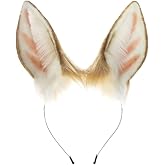 Zcargel Animal Ears Headdress Anime Handmade Faux Fur Cosplay Costume Ear Headdress for Adult Women Long Deer Ear Headband