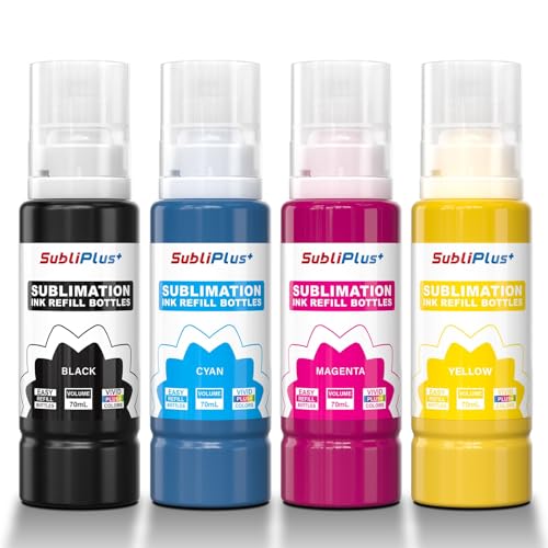 Sublimation Ink for Eco Tank Printer, Sublimation Ink Refill Bottles Compatible for ET-15000 ET-1810 ET-2850 ET-2860 ET-2870 ET-2876 ET-2820 ET-4800 ET-2760 ET-2800 ET-14000 Printer（K C M Y）