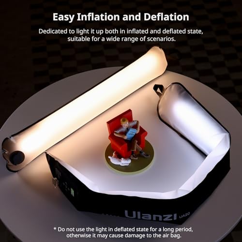 ULANZI UA20 20W Bi-Color Inflatable Tube Light, Portable Handheld Magnetic 2700K to 6500K CRI 95+ Air Video Streaming Light 1/4" Mounting Photography Lighting Stick