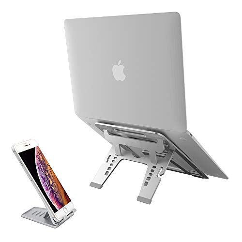 Laptop Stand, Aluminum Laptop Holder Detachable Ergonomic Laptop Riser with Adjustable Height, Foldable Design and Portable Light Weight Laptop Computer Stand for MacBook Air Pro HP,10-15.6″ Laptops
