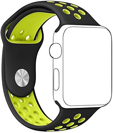 Apple Watch Band - e6Hope Soft Silicone Replacement iWatch Strap for Apple Watch Series1,Series 2 (Black+Volt, 38mm - M/L)