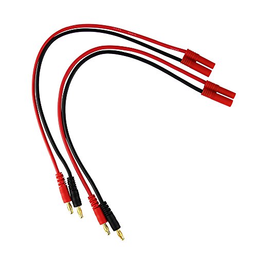 OliYin HXT 4mm Charge Cable to 4.0mm Banana Connector Plug with 14awg 30cm 11.8inch Silicone Wire(pack of 2)