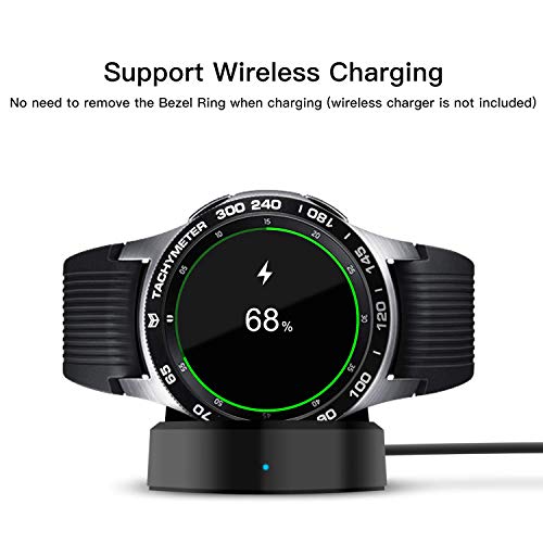 [Aluminum] Galaxy Watch 46mm Bezel Styling, Galaxy Gear S3 Frontier & Classic Bezel Ring Adhesive Cover Anti Scratch Aluminium Protection Tachymeter, Design for The Galaxy Watch Accessories - Black