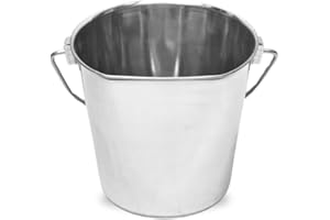 AASPIRE PETS Stainless Steel 1 Qt Flat Back Sided Dog Pails - Food & Water Bucket Dogs, Cats, Birds, Kennels, Cages and Critter Crates - Multi Purpose Pets (1 Quarts)