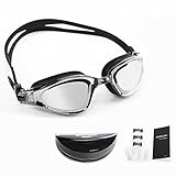 [2016 NEW UPGRADED]Shieldo Adult Fashion Comfortable Durable Design Anti Fog Mirrored Swim Goggles For Men and Women With 3 Interchangeable Nose Pieces and Protection Case