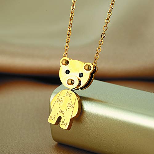 Jewel Valley 18k Gold Plated Teddy Bear Pendant Necklaces for Women with Limb-Rotating Design Cute Animal Jewelry Gifts with 16\'\' and a 2\'\' Extension Chain (Bear Necklace)