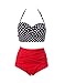 HDE Womens Retro Bikini High Waist Vintage Style Swimsuit 50s Pinup Bathing Suit (Black & Red, S)