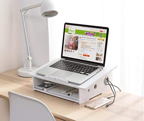VIVOCStand Bamboo Monitor Stand Riser, Vented Cool Desktop Laptop Desk Shelf Computer Stand with Storage Organizer Drawers-A 40x30x14cm(16x12x6inch)