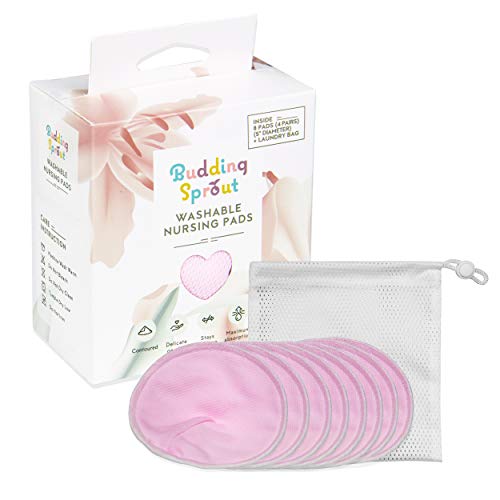 Anti-Split Highly Absorbent Reusable Nursing Pads (8-Pack) Contoured Shape, Fits Breast All Shapes & Sizes Comes with Laundry Bag