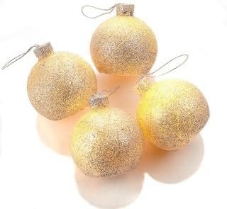 Winter Lane Set Of 4 Glitter Gold Led Ornaments Candles
