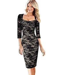 VFSHOW - Vestido sexy y elegante para mujer, cuello cuadrado, trabajo, negocios, bodycon