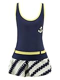 Chrysea Big Girls' Swimwear Striped Skirt Two-piece Swimsuits