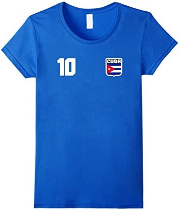 Womens CUBA T-shirt Cuban Tee Retro Soccer Football Camisa Futbol Large Royal Blue