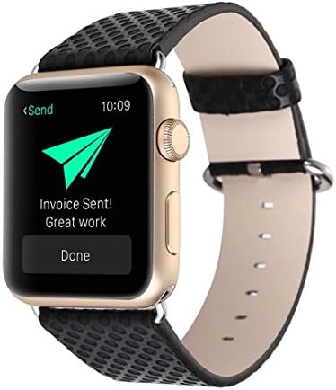 Wishloving Fashion Polka Dots Style Leather with Stainless Steel Metal Buckle Sport Band Replacement Strap for iWatch Apple Watch Series 1 Series 2,Edition,Sport,42mm,Black