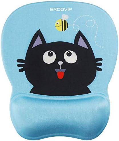Blue Smiling Cat EXCOVIP Ergonomic Mousepad with Wrist Support - Protect Your Wrists and De-Clutter Your Desk - Premium Mouse Pad with Wrist Rest