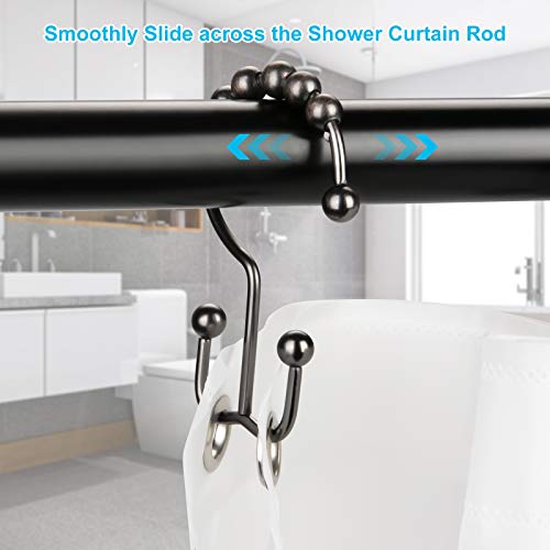 Shower Curtain Hooks Rings, RustResistant Stainless Steel Double Glide