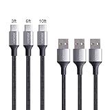 Type C Cable, AXELECT 3PACK(10ft 6ft 3ft) Nylon Braided USB C to USB A Charging Sync Cable for Samsung Galaxy S8/S8 Plus, LG/G5/G6, HTC 10 and More USB Type C Devices