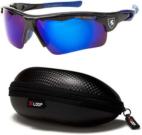 Fishing Sorcerer MZ Blue Arm Hard Case Polarized Mirror Lens Mens Fishing Cycling Baseball Sport Wrap Sunglasses US