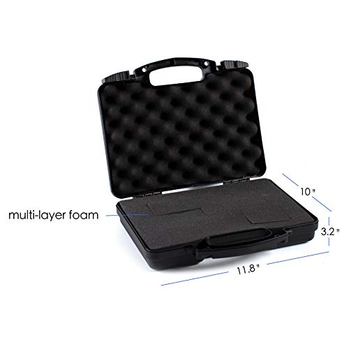 Daoe NWT110 Lockable Hard Pistol Gun Case with Pluckable Foam, TSA