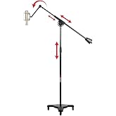 Gator Frameworks Studio Mic Boom Stand with Soft Catch Drop Safety System, Counterweight, Weighted Base, and Locking Casters (GFW-MIC-STBM2000)