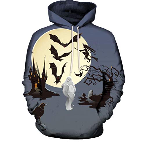 DEATU Halloween Shirts Clearance! Men Women Print Long Sleeve Halloween Couples Hoodies Top Blouse Shirts(Gray ,XL) - Thumbnail 3