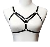 Jelinda Women Harness Elastic Cupless Cage Bra Hollow Out Strappy Crop Top (3)