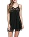 Ekouaer Women's Sexy Lace Halter Nightwear Satin Chemises Slip Sleepwear