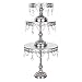 Sophia Cake Stand Set of 3, Round Metal Plate Dessert Cupcake Pedestal Wedding Party Display with Glass Crystals (Silver)
