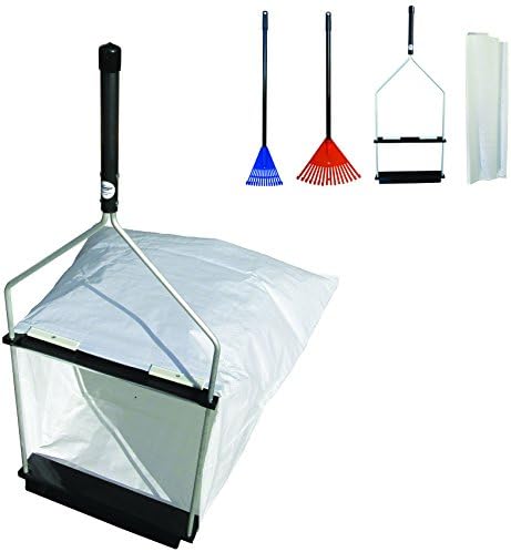 Trash Litter Picker Grabber - Value Set (C) - Woven Bag Dustpan Complete + 2 Pickup Rakes + 1 Replacement Woven Bag