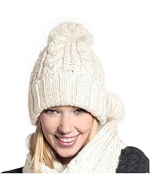 Winter Hat, Saingace Fashion Women Warm Woolen Knit Hemp Flowers Scarf Caps Suit