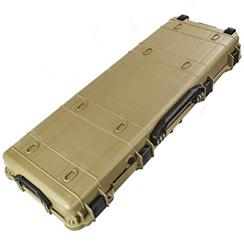 Eylar 44 Inch Protective Roller Tactical Rifle Hard Case with Foam, Mil-Spec Waterproof & Crushproof, Two Rifles Or Multiple Guns, Pressure Valve with TSA Approved Lockable Fittings Tan