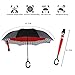 BAGAIL Double Layer Inverted Umbrella Reverse Folding Umbrellas Windproof UV Protection Big Straight Umbrella for Car Rain Outdoor with C-Shaped Handle (Red&White Dot)