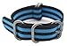 ArtStyle Watch Band with Colorful Nylon Material Strap and Heavy Duty Brushed Buckle (Black/Blue, 18mm)