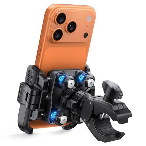 Lamicall Motorcycle Bike Phone Mount - [Upgrade Vibration Dampener] [Camera Friendly] Bike Phone Holder Handlebar Clamp, Bicycle Cell Phone Mount (Black)