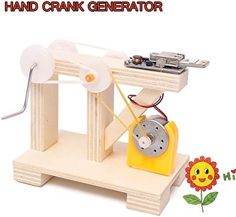 YQYJX Hand Crank Generator Wooden Model Physics Science Education Circuit Assembly Kit Puzzle Tool Toy