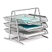Mindspace 3 Tier Desk Tray Office Organizer | The Mesh Collection, Silver primary