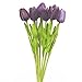 FatColo(R) 10pcs PU Stunning Atficial Holland Mini Tulip Flower Real Touch Mini Tulip for Home Hotel Party Decoration (Purple)