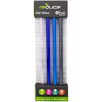 Reduce Reusable Straws Set of 4 - Hard Plastic Tritan Straws Fits Most 20-40 oz Drink Cups and Tumblers - Impact Resistant, BPA-Free, Dishwasher Safe - Ideal Drinking Straws for Home and Travel