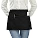 VEEYOO Waist Apron with 3 Pockets, 1 Pack, Waiter Server Short Half Aprons for Women Men, Waitress Aprons Cotton Short Apron for Kitchen, Restaurant, 24