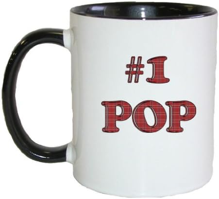 Mashed Mugs - #1 Pop (Brown Print) - Coffee Cup/Tea Mug (White/Black)