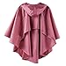 LINENLUX Waterproof Rain Poncho Hooded for Adults with Zipper Outdoor (Pink)