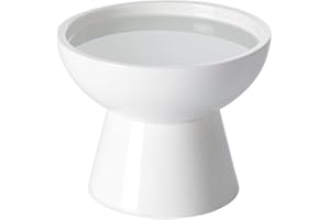 LoeJan Elevated Cat Food and Water Bowls Set, Extra Wide and Raised Ceramic Bowls, Anti-Vomit Whisker-Free Pressure Cat Feeder for Kittens to Adult Cats and Small Dogs (White, Water Bowl)