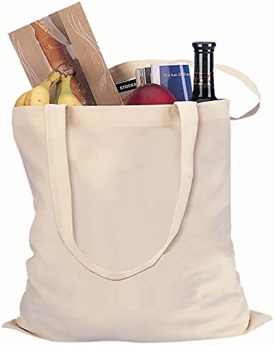 Natural Color Reusable Cotton Shopping Tote Bag (50 Natural)