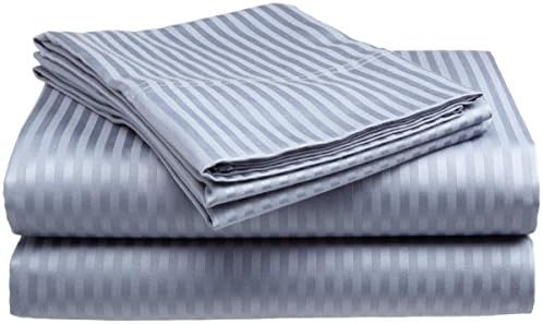 Comfort Linen 300 Thread Count Cotton Dobby Stripe Sheet Set- Assorted Colors/sizes, Twin - Light Blue