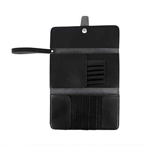 Foldable Hair Scissor Bag PU Leather Scissors Waist Pack Barber Hairdressing Tool Pouch Case , Black