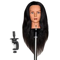 Zvena Beauty 24" 100% Human Hair Cosmetology Mannequin Manikin Training Head with Clamp (24" DARK BROWN (KAYLEN+C))